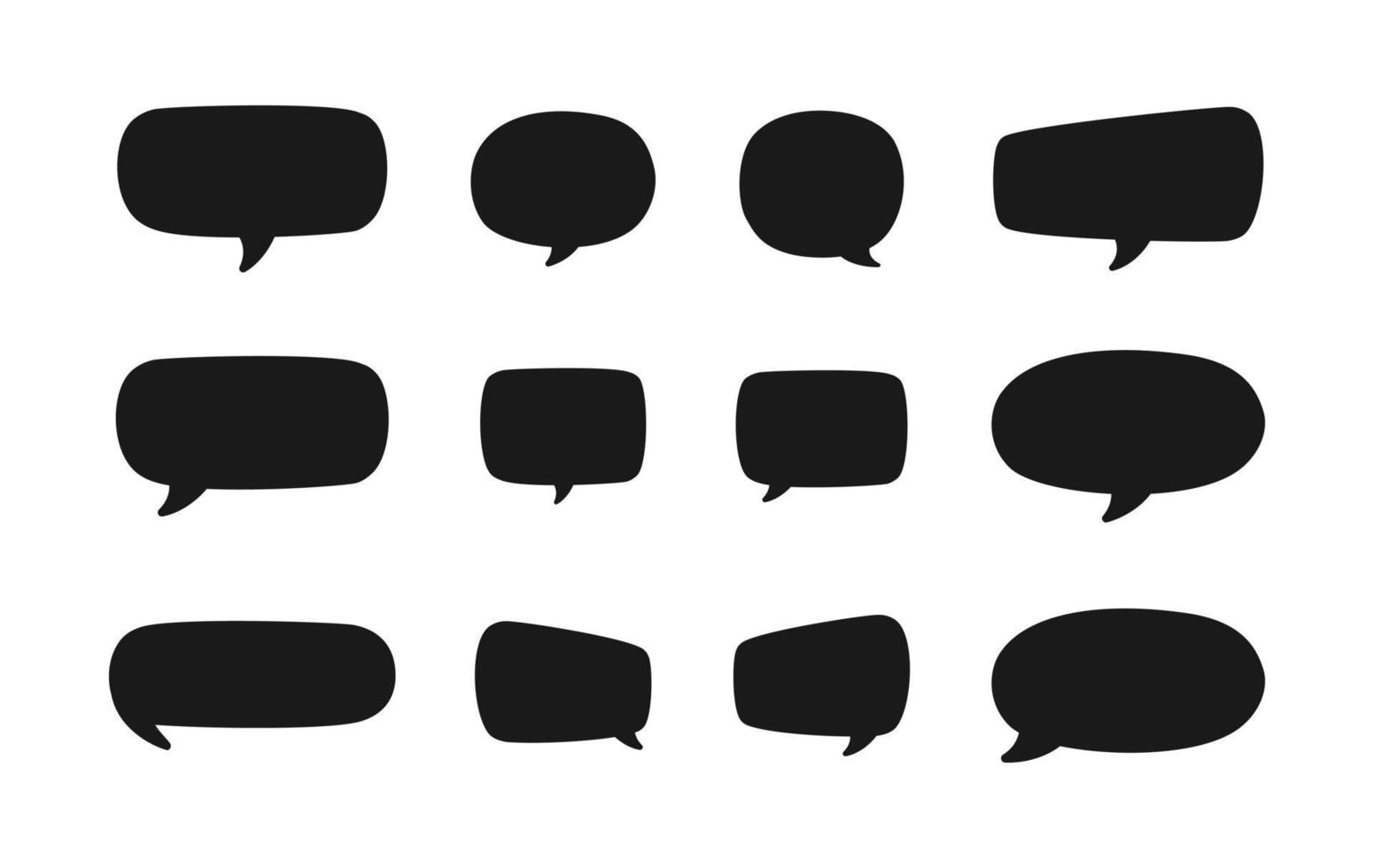 Speech bubble silhouette set. Comic speech bubble icons. Simple Flat Vector illustration