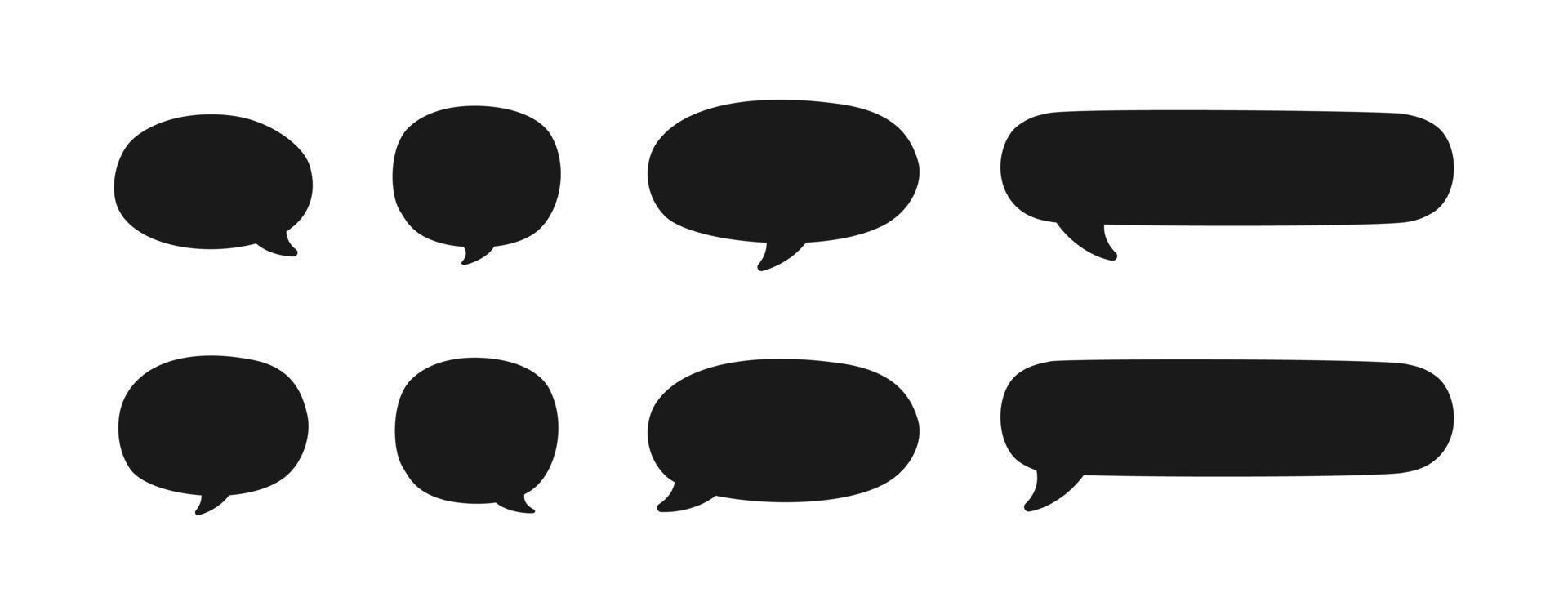 Speech bubble silhouette set. Comic speech bubble icons. Simple Flat Vector illustration