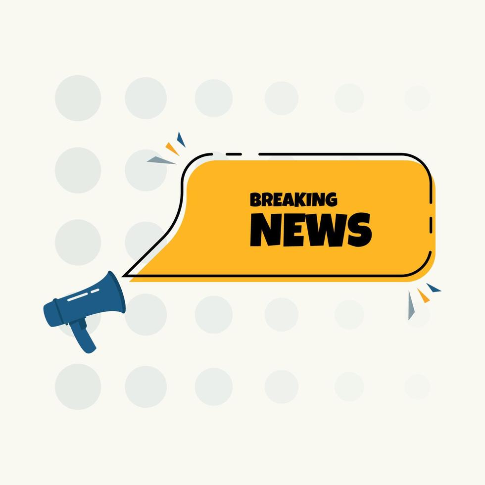 Vector megaphone with Breaking News speech bubble illustration