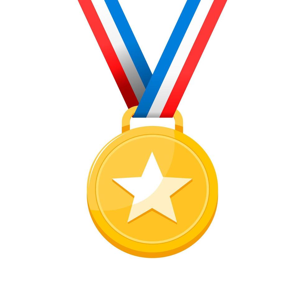 Star gold winner medal. Vector illustration.