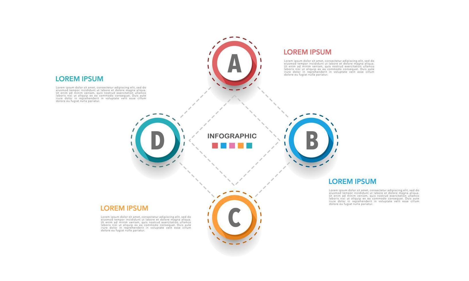 Infographic diamond 4 steps or options. Vector illustration.