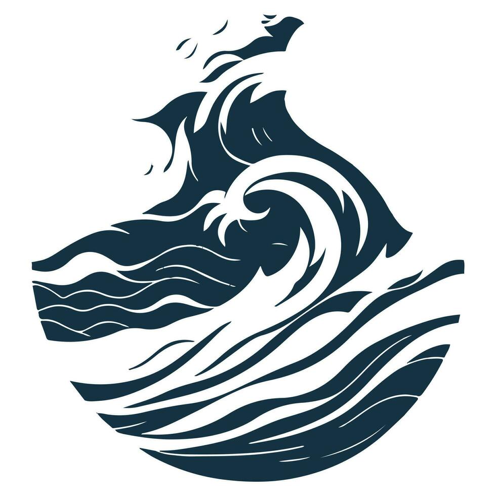 Oceano logo con ola. vector ilustración
