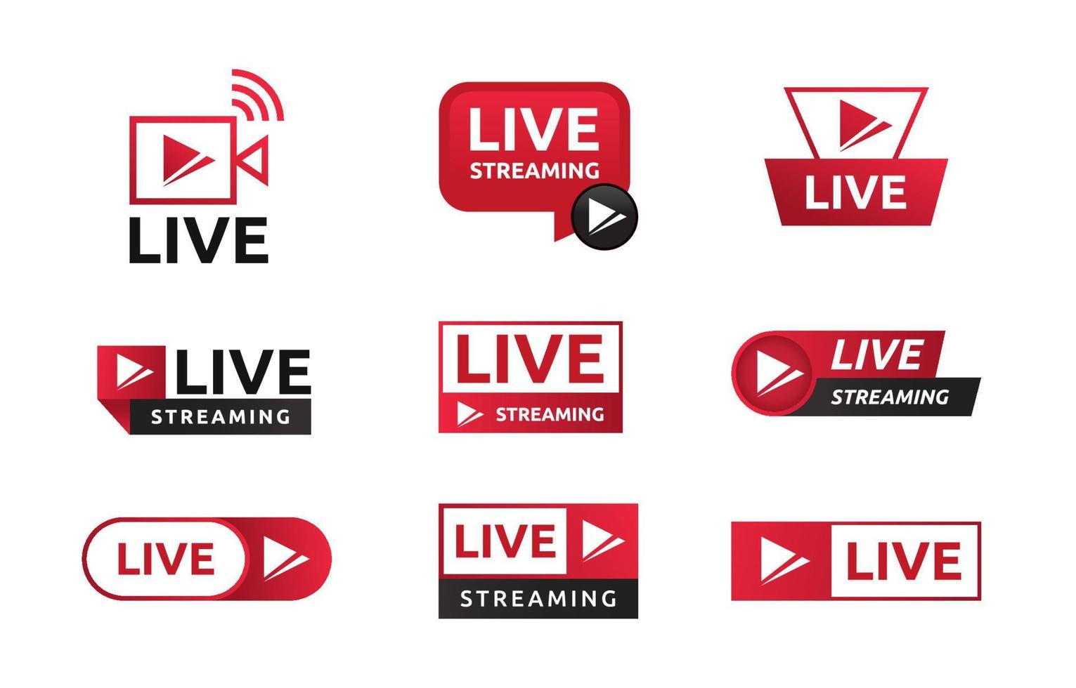 Set of Social Media Live Streaming Badge vector