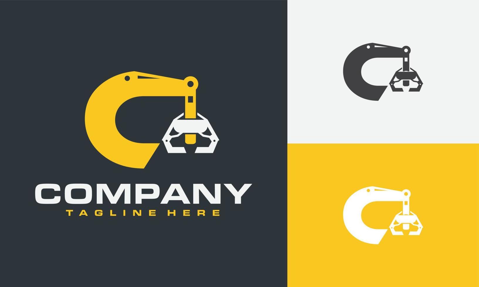 initial C crane drill logo vector