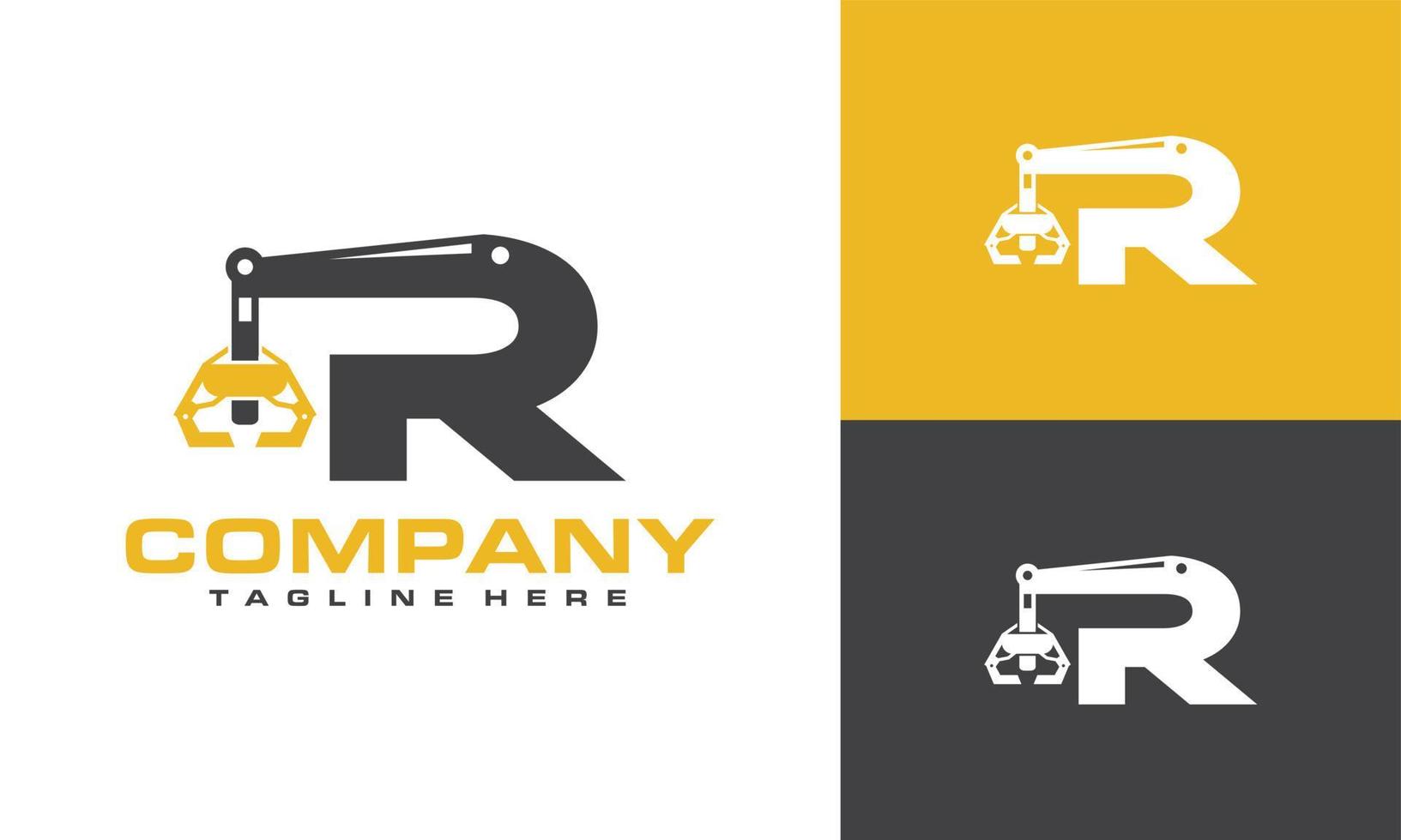 initial R crane drill logo vector