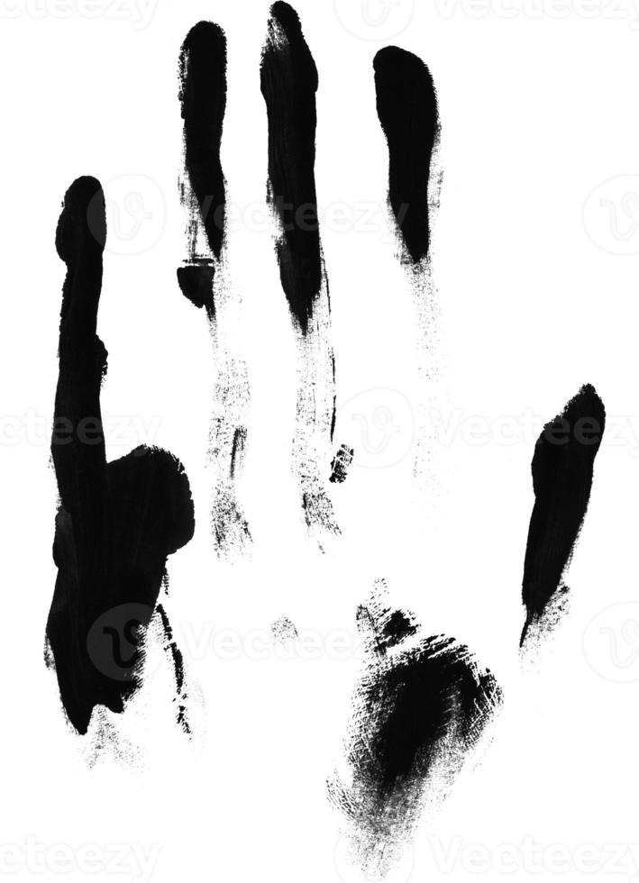 Print of hand or handprint of child with ink isolated on white background, Real Handmade Ink stamp photo