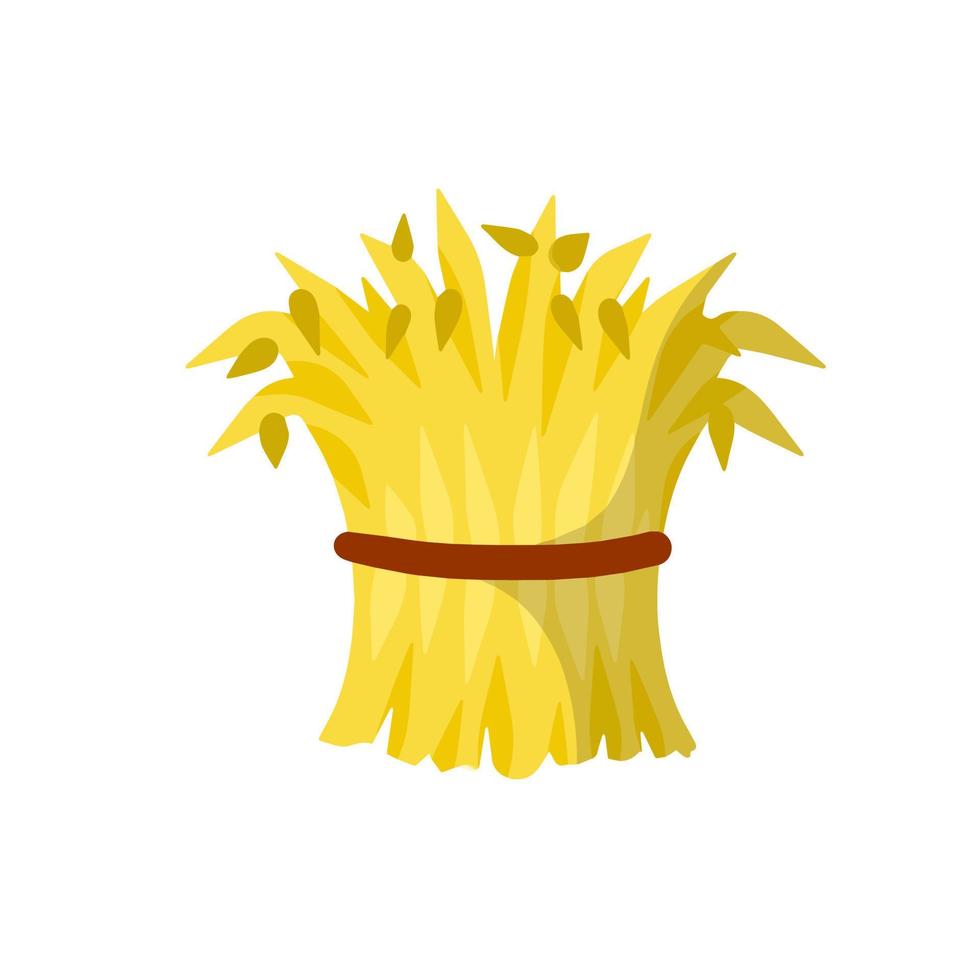 Sheaf of hay. Village harvest. Yellow dried plants. Production of natural food on the farm. Countryside is a Stack of wheat ears vector