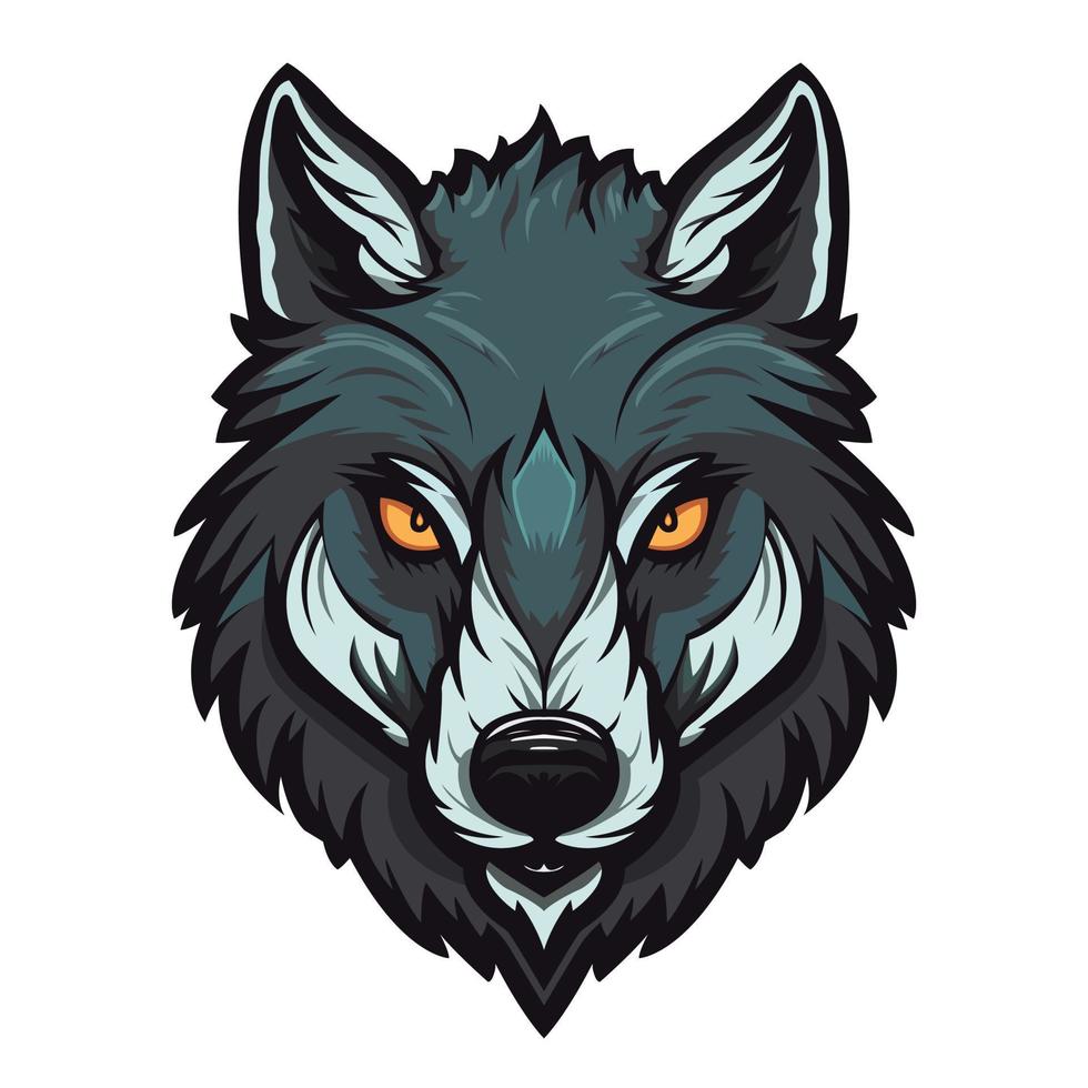 dibujos animados lobo cabeza logo emblema mascota vector. dibujos animados lobo cabeza logo emblema mascota vector aislado en blanco antecedentes. dibujos animados lobo cabeza logo emblema mascota vector ilustración