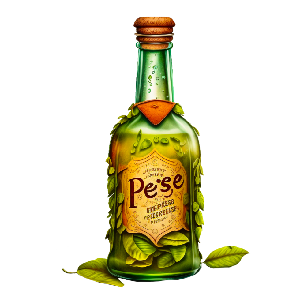 Olive oil green bottle with lid realistic mockup png
