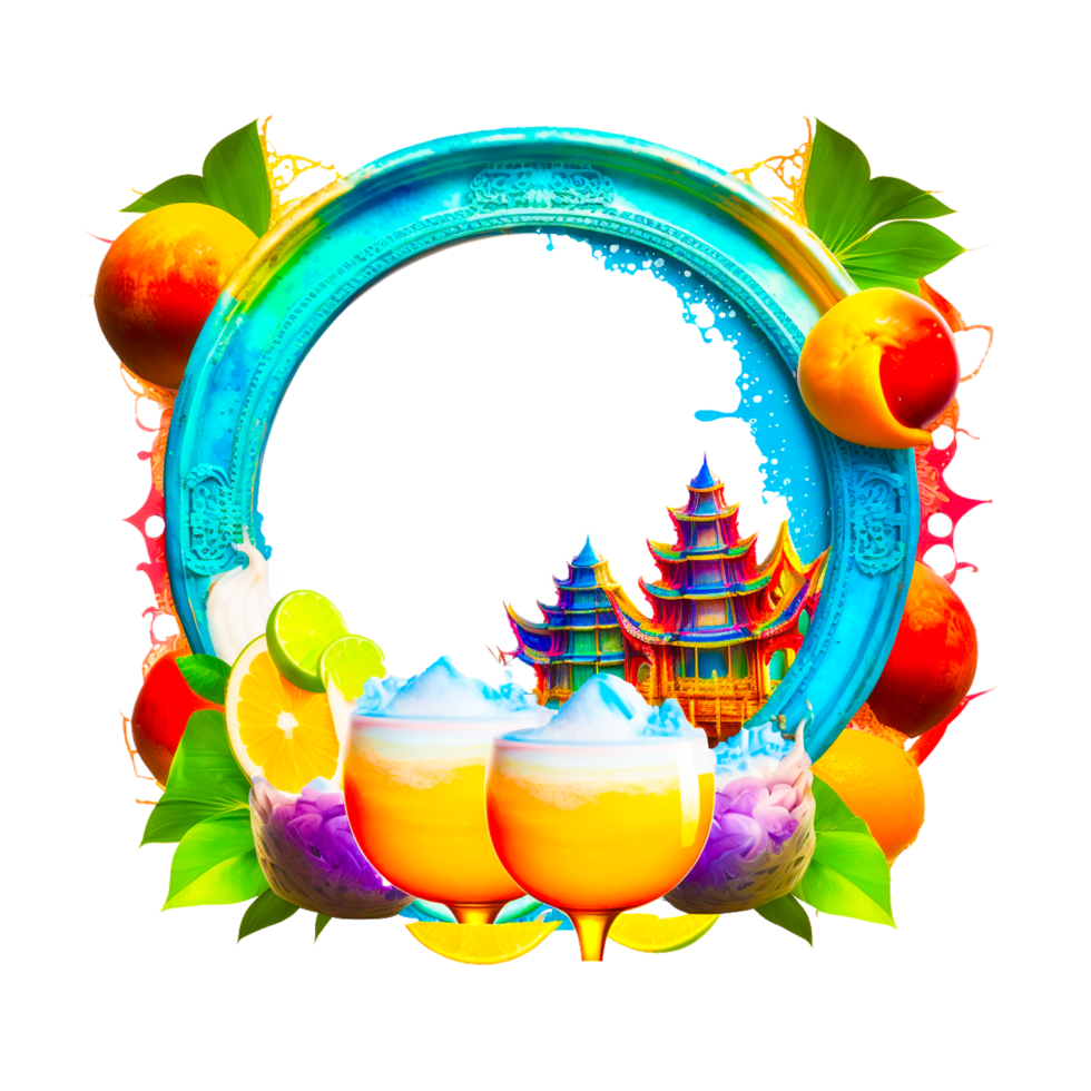 round fruit frame illustration png