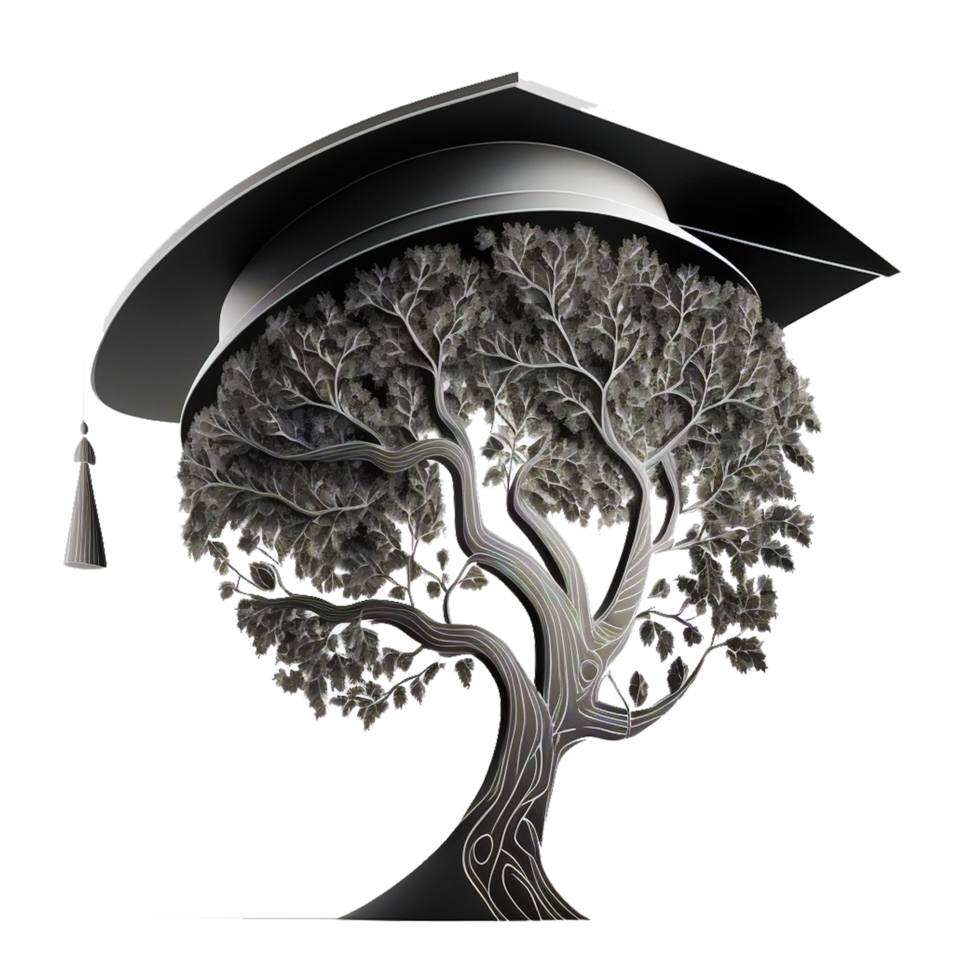 l'obtention du diplôme casquette et arbre illustration png