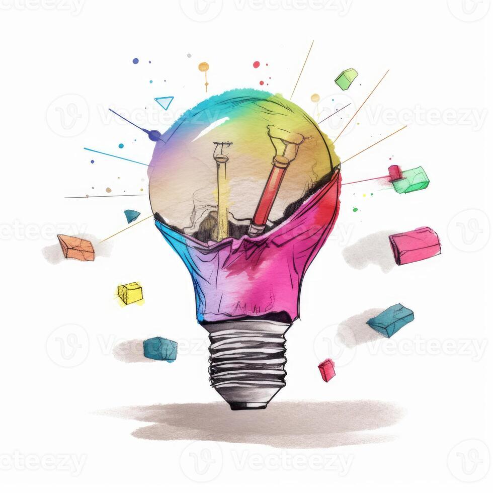 new idea concept with crumpled office paper and light bulb. Inspiration concept crumpled paper light bulb metaphor for choosing the best idea. . photo