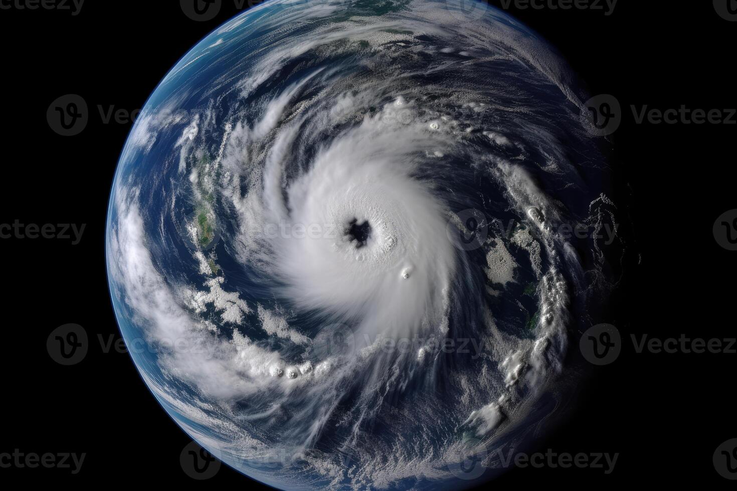 Super Typhoon, tropical storm, cyclone, hurricane, tornado, over ocean. Weather background. Typhoon, storm, windstorm, superstorm, gale moves to the ground. . photo