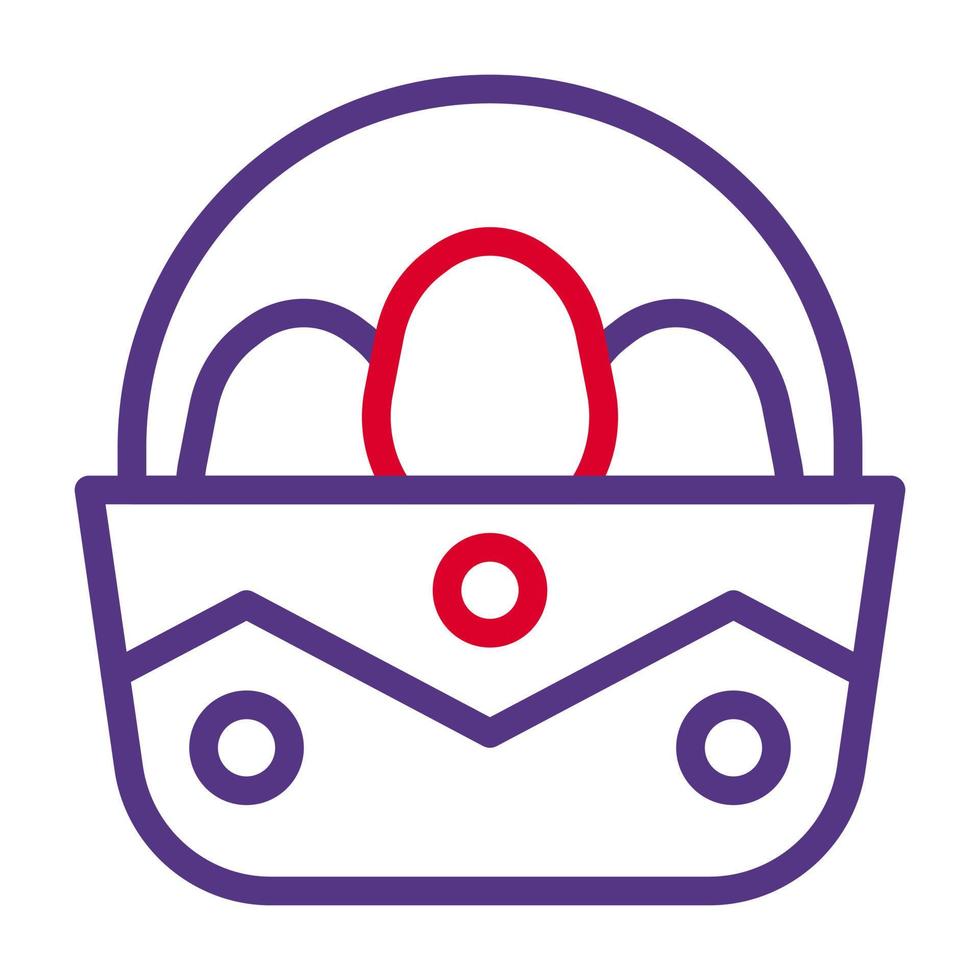 cesta huevo icono duocolor rojo púrpura color Pascua de Resurrección símbolo ilustración. vector