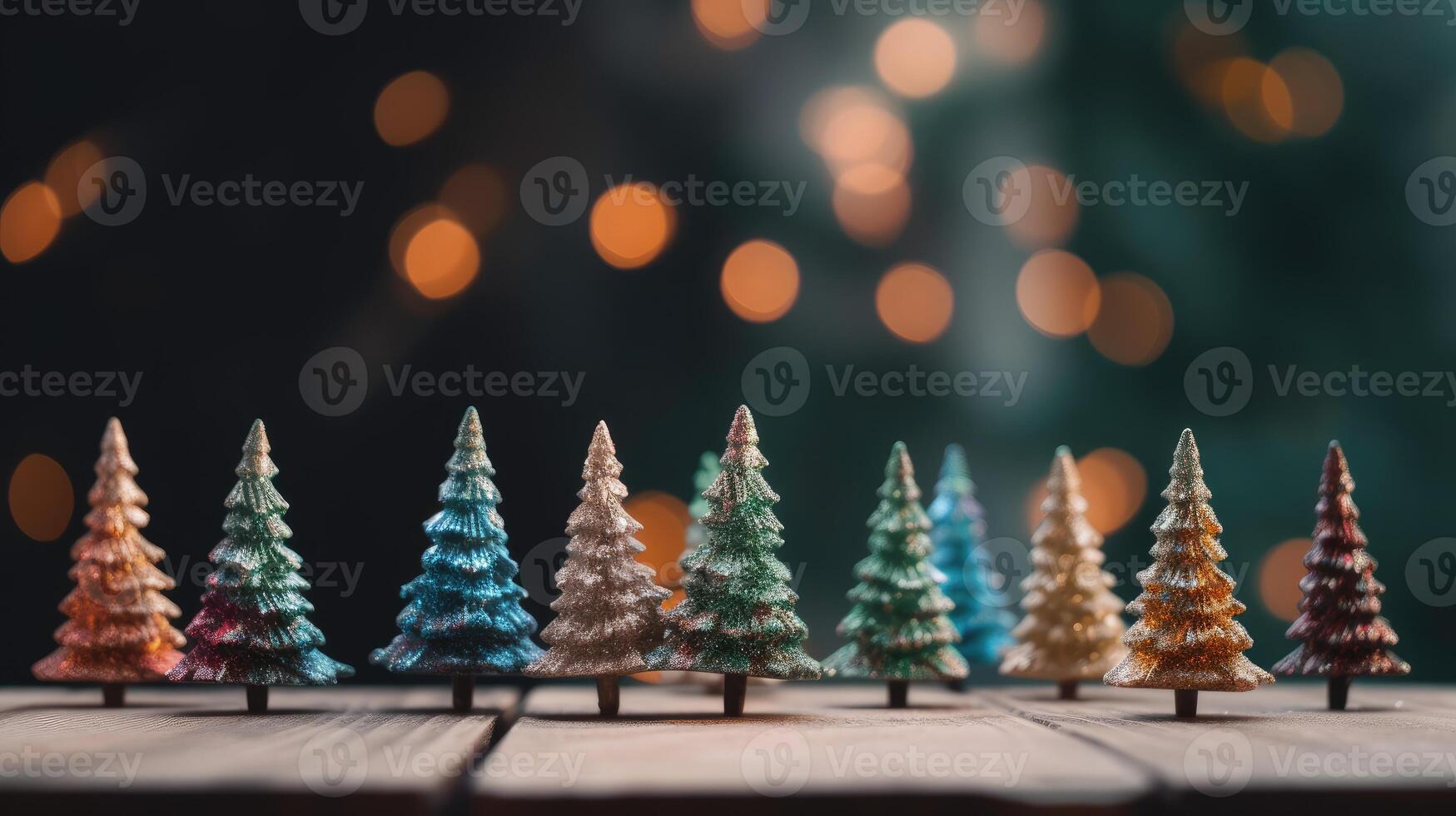 Navidad árbol decoración en de madera antecedentes. generativo ai. foto