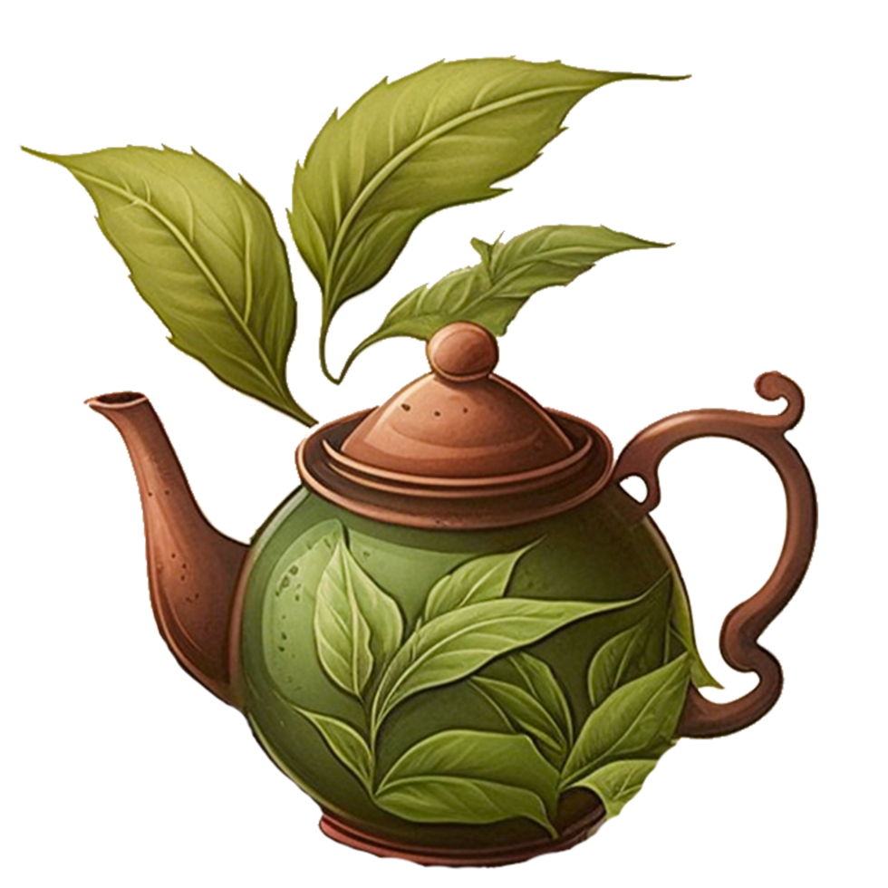 Herbal tea in teapot silhouette icon png