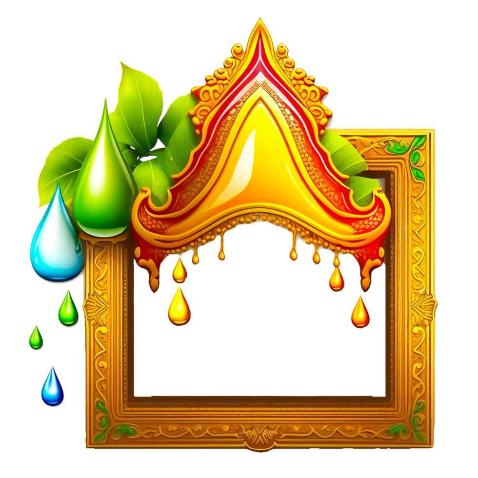 cute golden frame illustration png