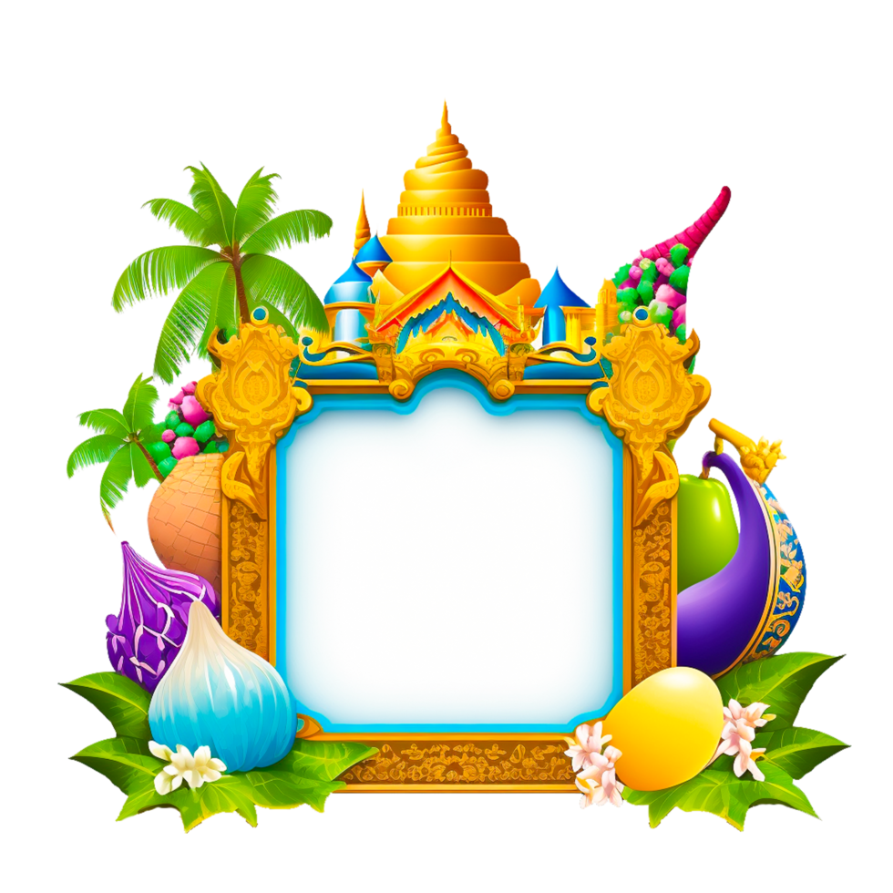 golden frame with flower icons png