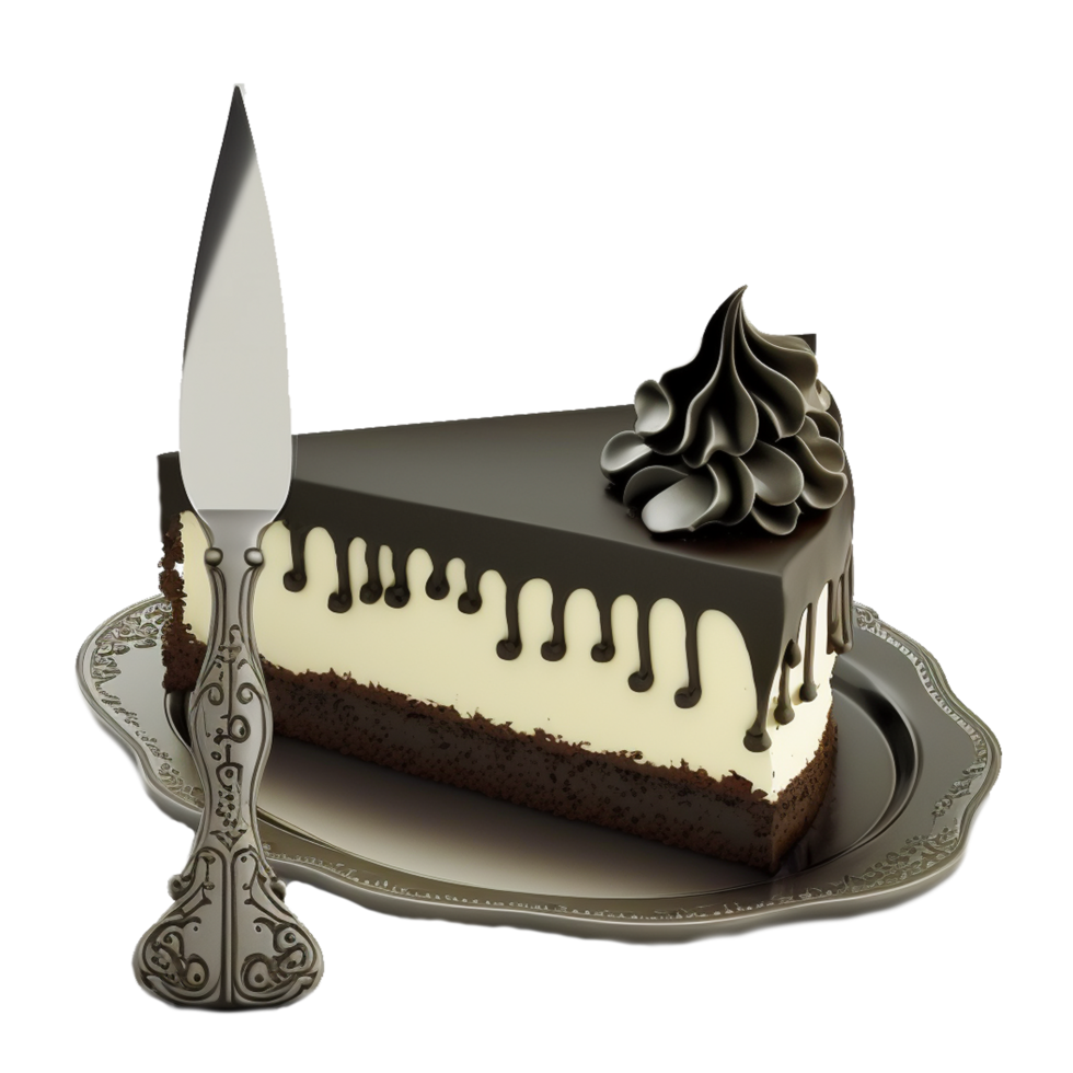 Chocolat gâteau avec couteau gratuit illustration png