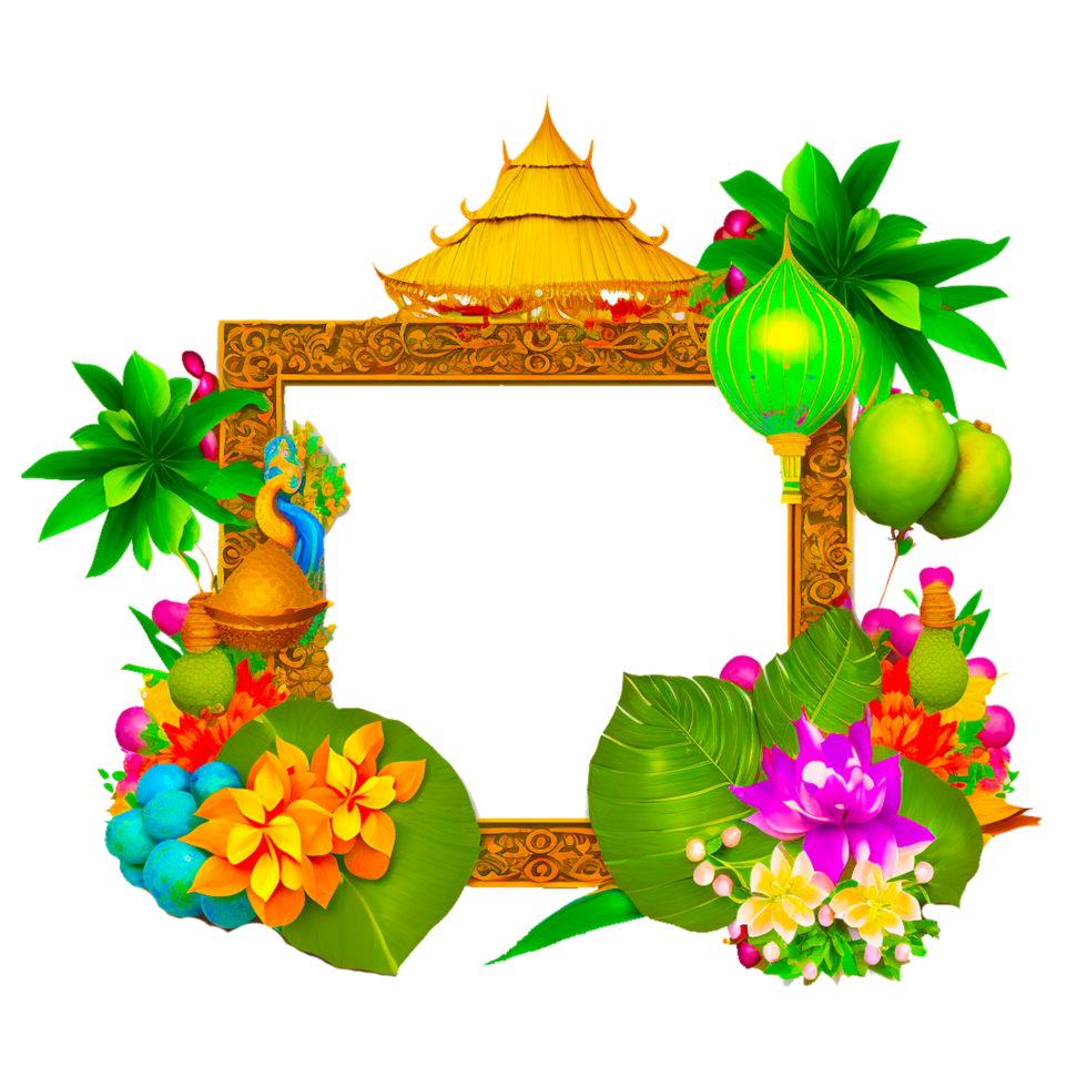 golden Rahmen mit Blume kostenlos Illustration png