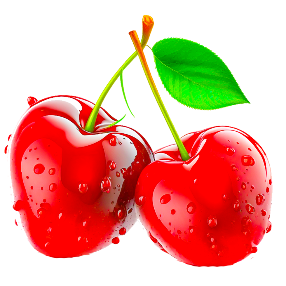 Cherry with leaves isolated png