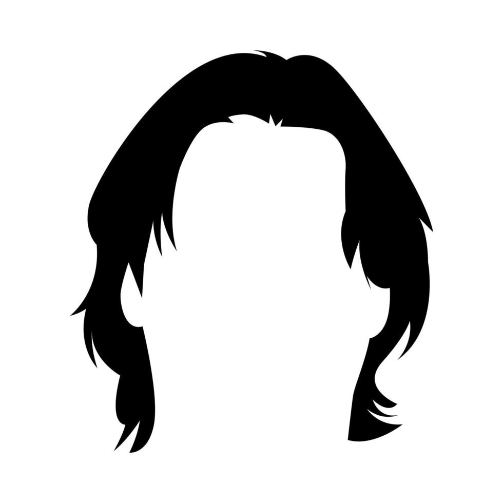 silhouette of men's hairstyles. cool wavy hair. isolated on white background. vector