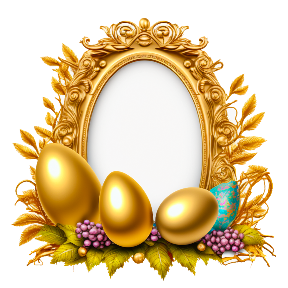 golden frame with Easter egg png