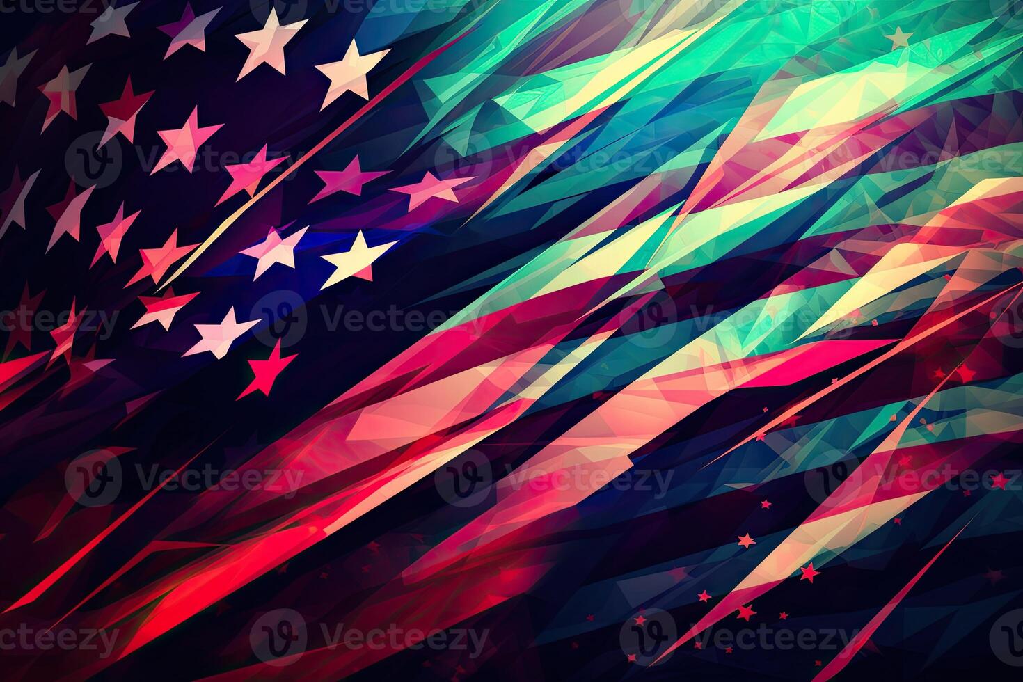 Independence day abstract background with elements of the American flag in dark blue colors. photo