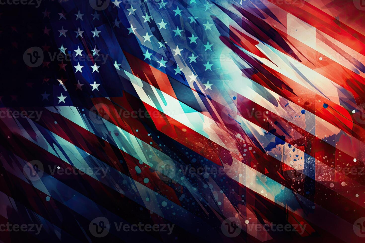 Independence day abstract background with elements of the American flag in dark blue colors. photo