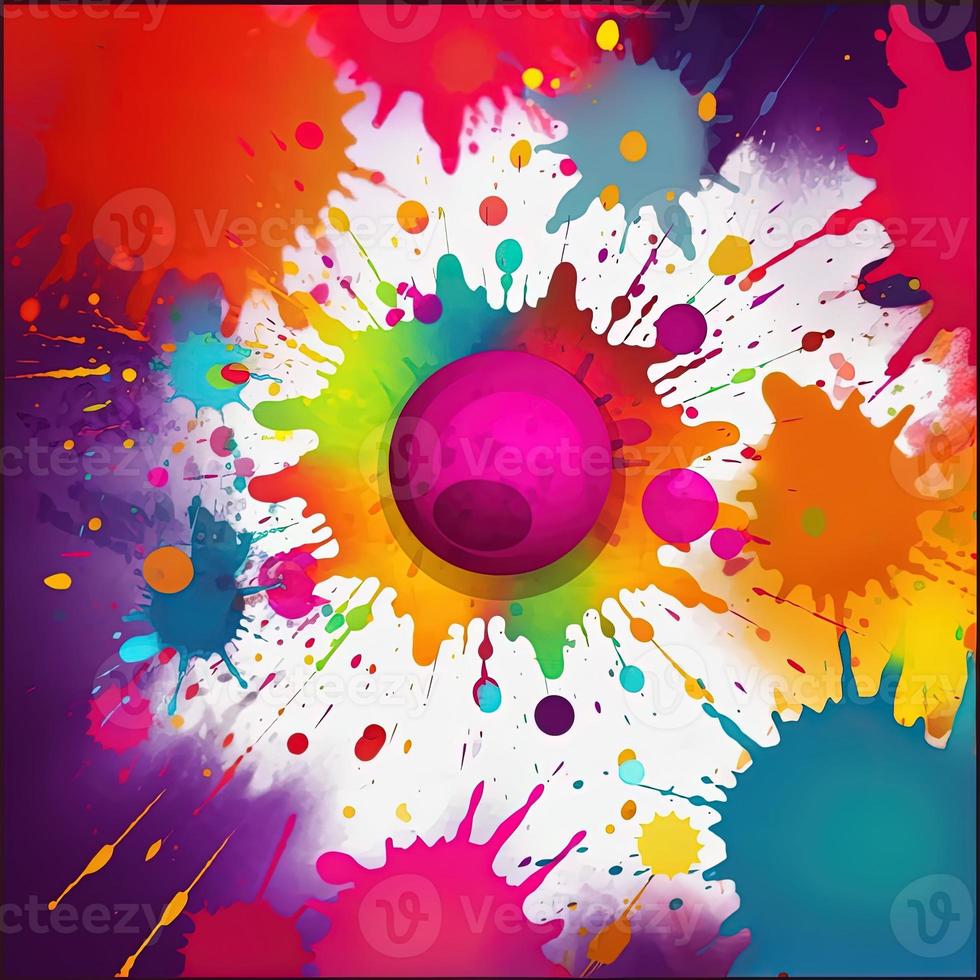 Colorful paint splashes on a colorful background photo