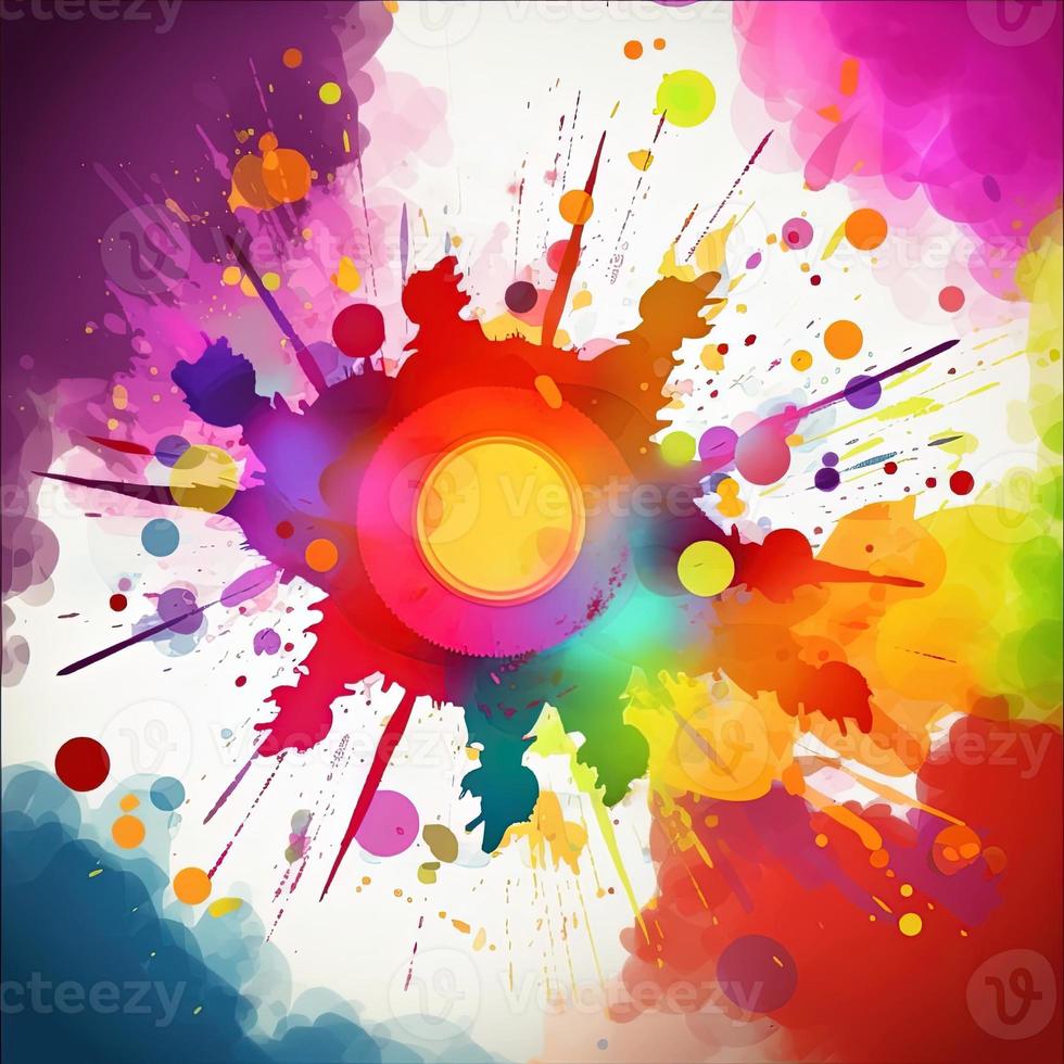 Colorful paint splashes on a colorful background photo