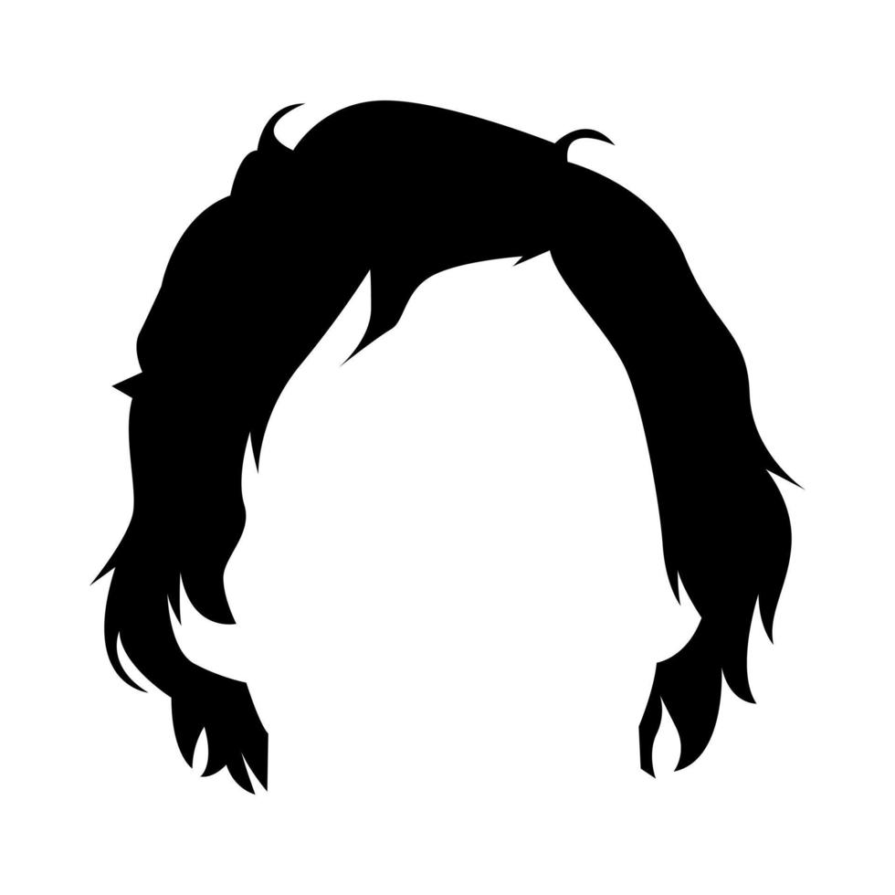 silhouette of men's hairstyles. cool wavy hair. isolated on white background. vector