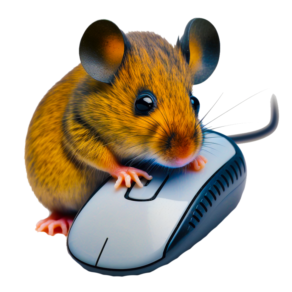big gray rat on computer mouse png