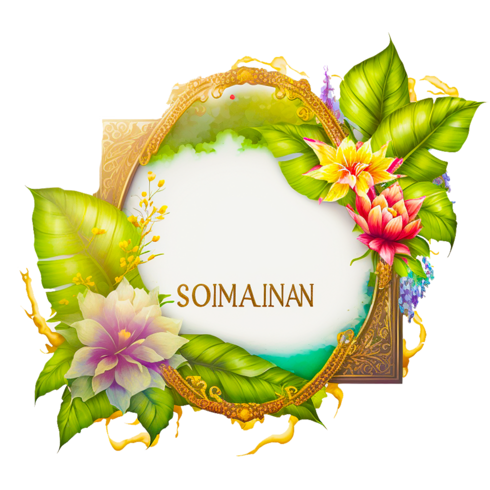 round frame with flower illustration png