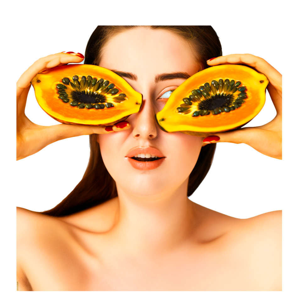 women with papaya on eyes 22984732 PNG