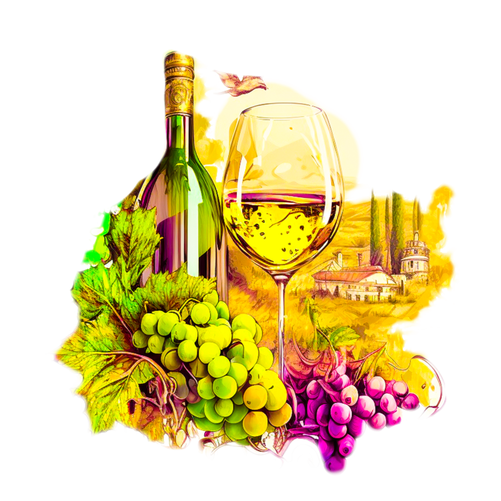 wine with grapes free illustration png