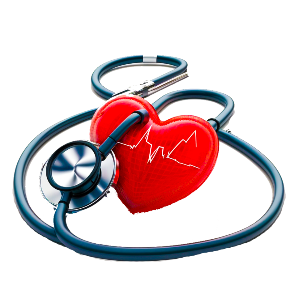 3d icono médico corazón estetoscopio con transparente antecedentes png