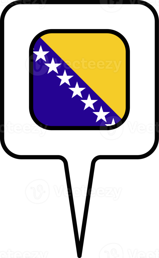 Bosnia and Herzegovina flag Map pointer icon, square design. png