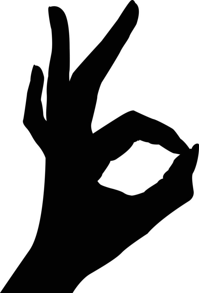 Ok hand sign silhouette icon vector