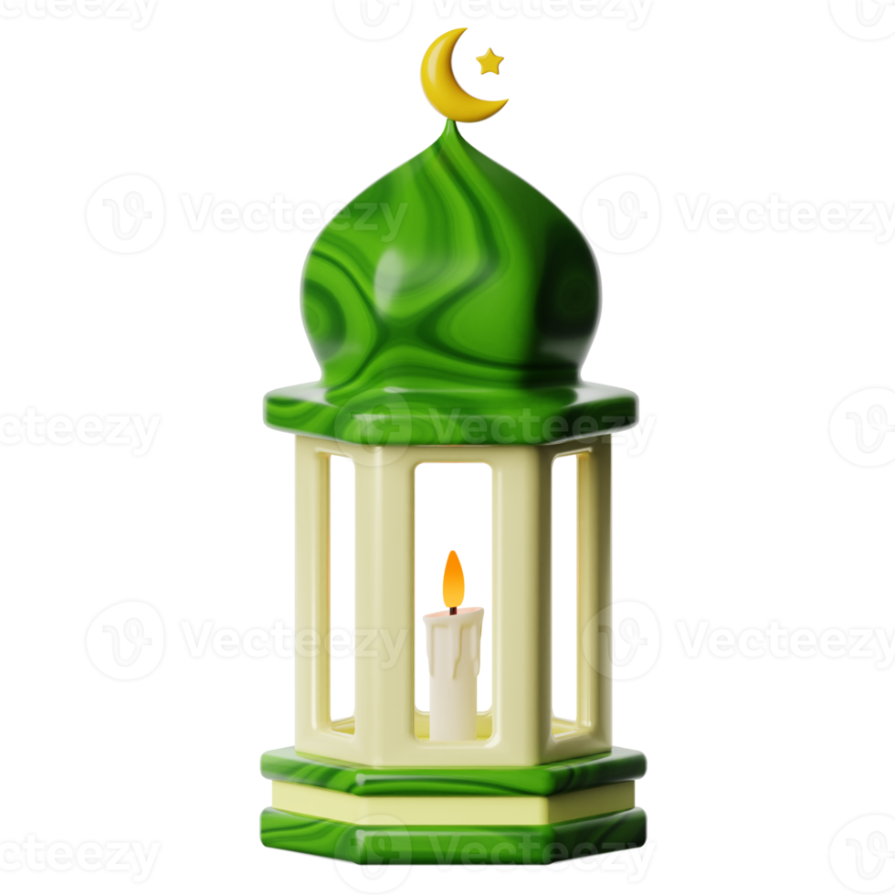 Ramadán islámico linterna 3d icono ilustración png