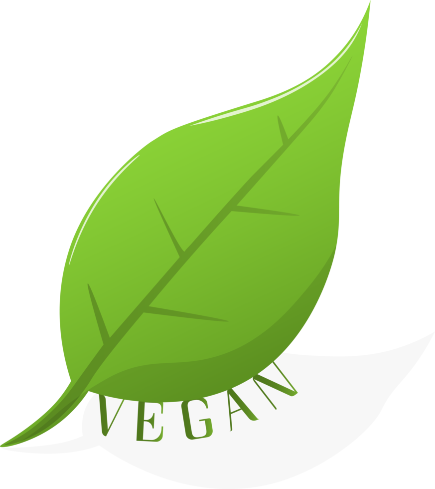 vegano icona. organico, bio, eco simbolo. vegano, no carne, lattosio gratuito, sano, fresco e non violento cibo. il giro verde illustrazione con le foglie per adesivi, etichette e loghi png