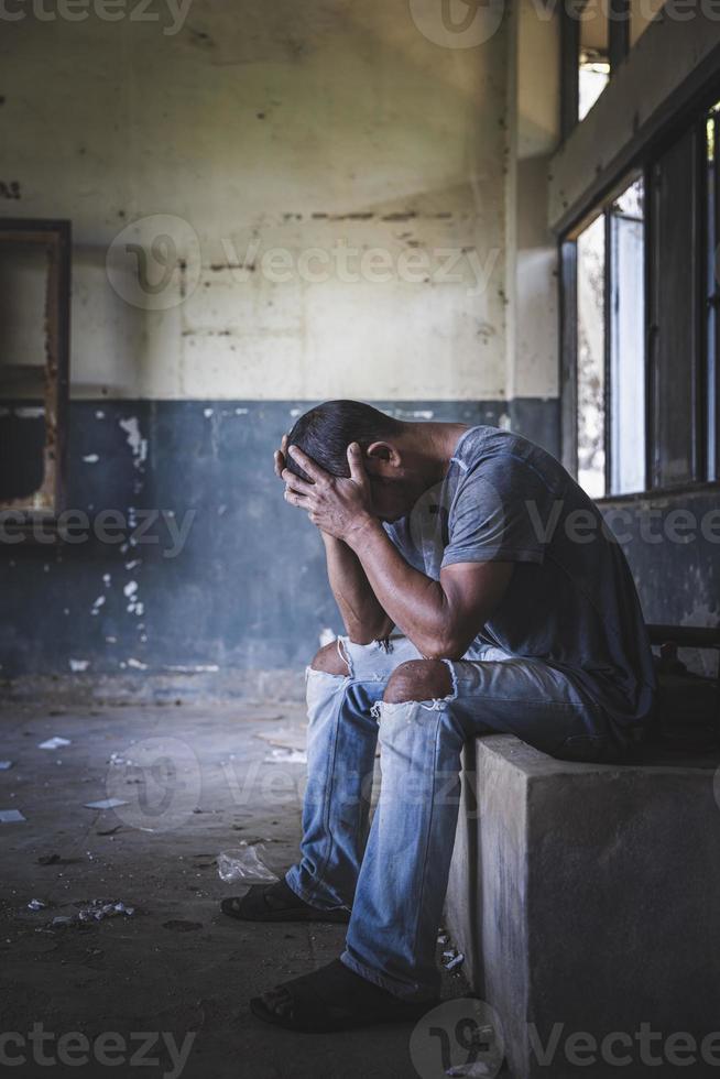 A man is having problems that he can not solve. Depression and Anxiety. photo