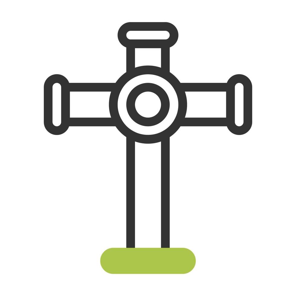 salib icono duotono gris verde color Pascua de Resurrección símbolo ilustración. vector