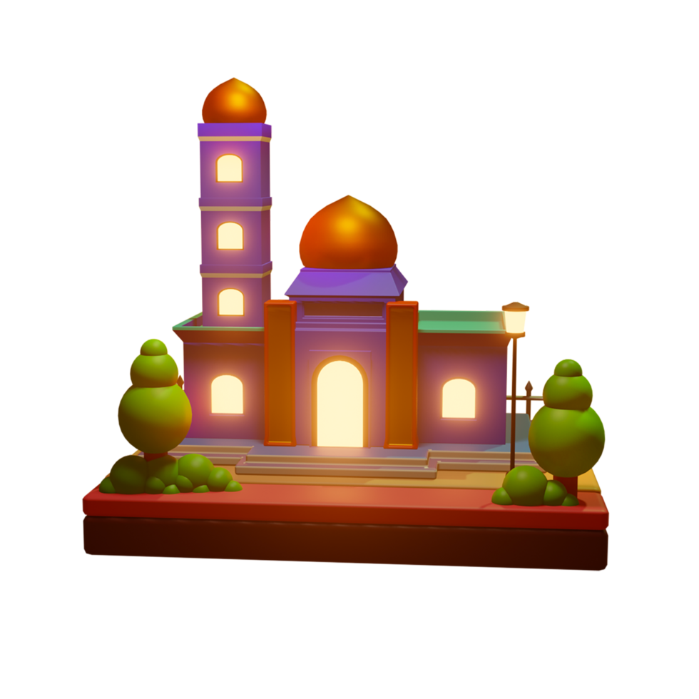 realistic 3d Mosque building isolated with transparent background png