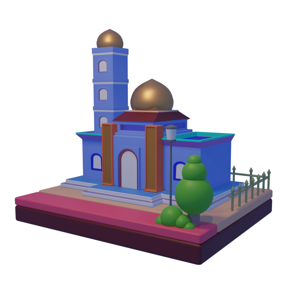 réaliste 3d mosquée bâtiment isolé avec transparent Contexte png