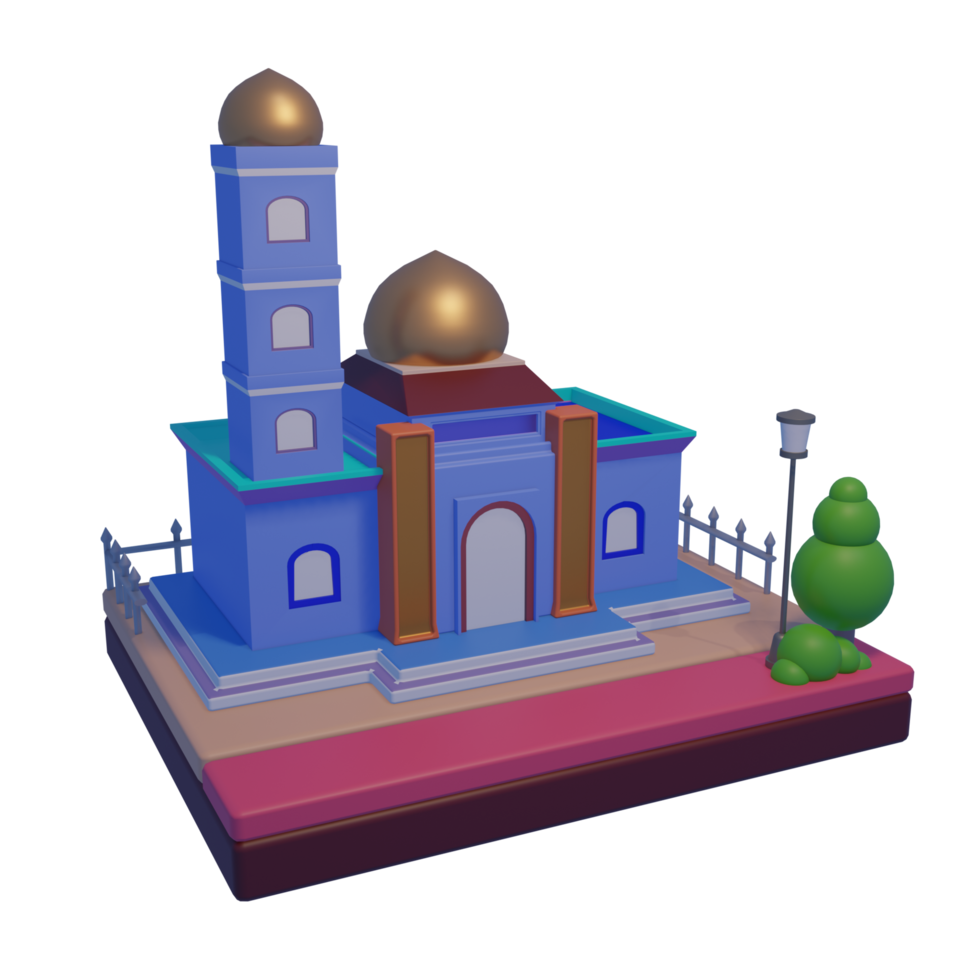 realistico 3d moschea edificio isolato con trasparente sfondo png