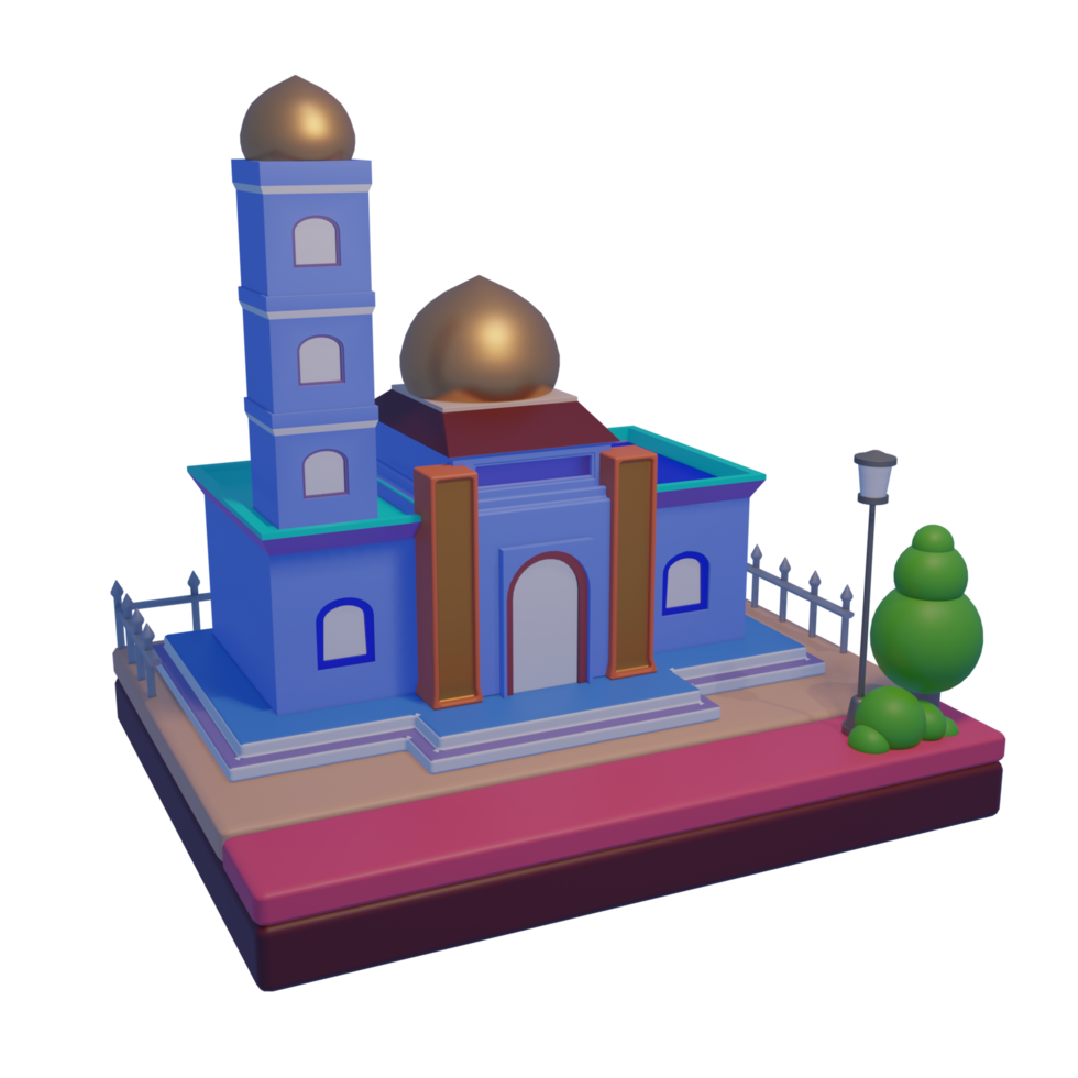 realistic 3d Mosque building isolated with transparent background png