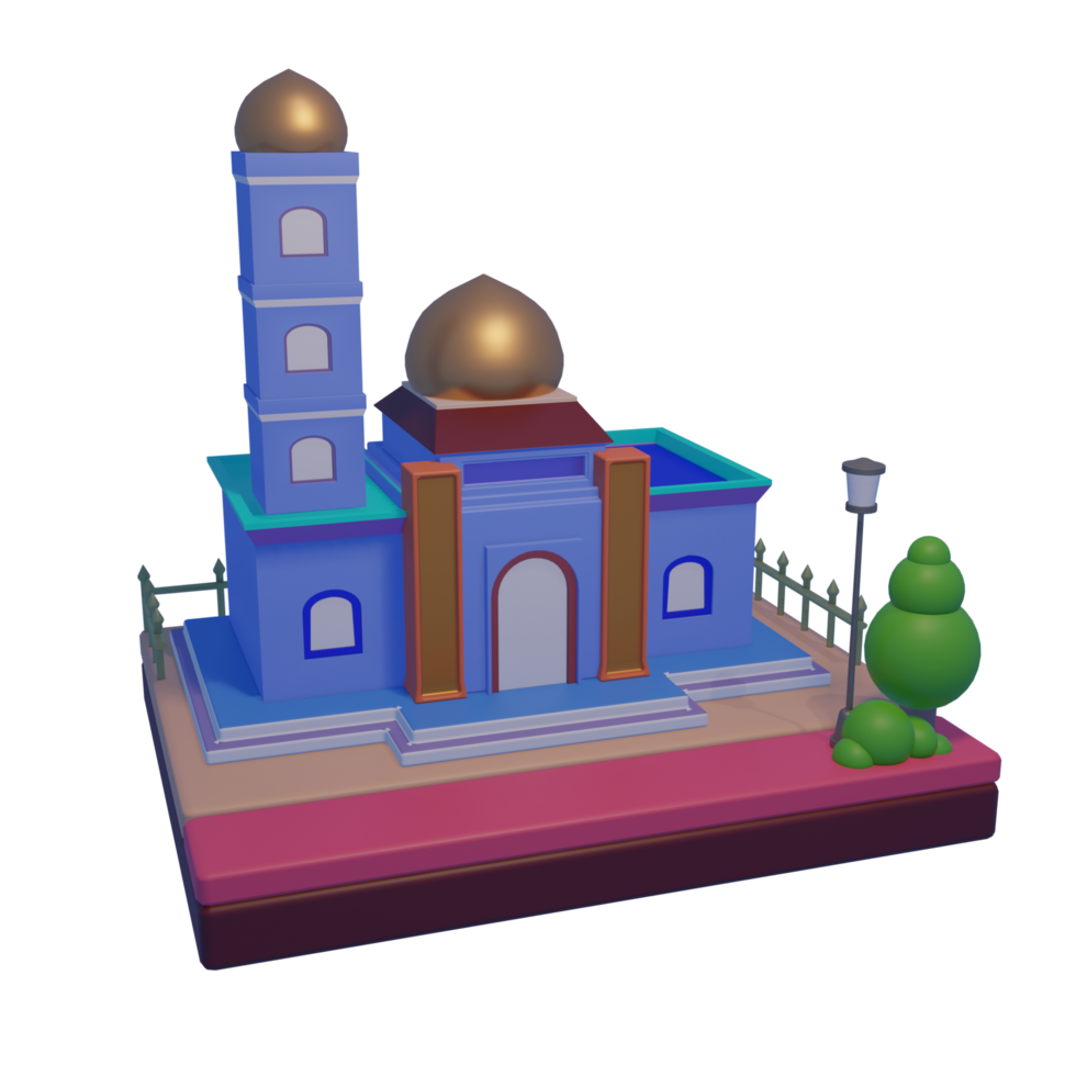 realistisch 3d moskee gebouw geïsoleerd met transparant achtergrond png