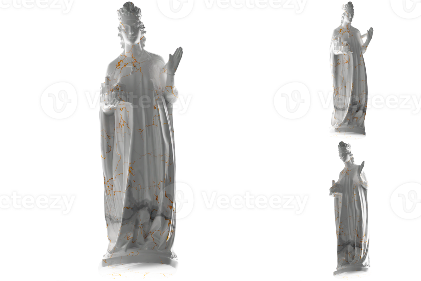 Elegant white marble statue of Empress Cunigunde gold accents perfect for promotions, social media png