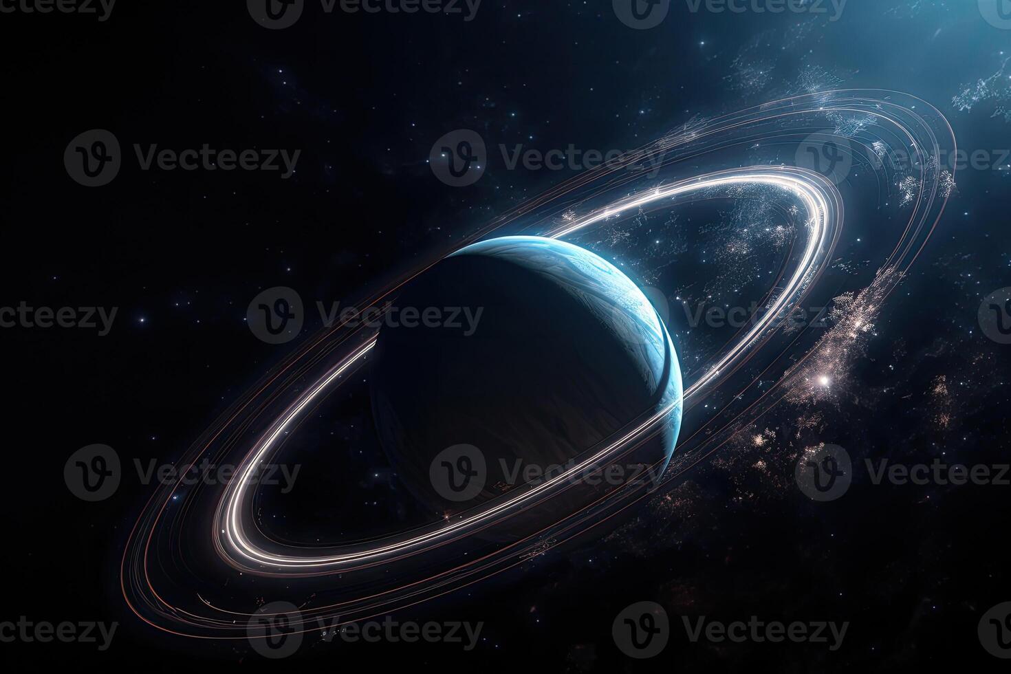 close up Space scene with planets, stars and galaxies. Space galaxy background with planet and asteroids. . photo